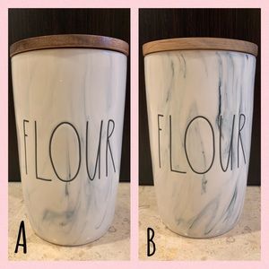 Rae Dunn flour Canister wood lid marble accents